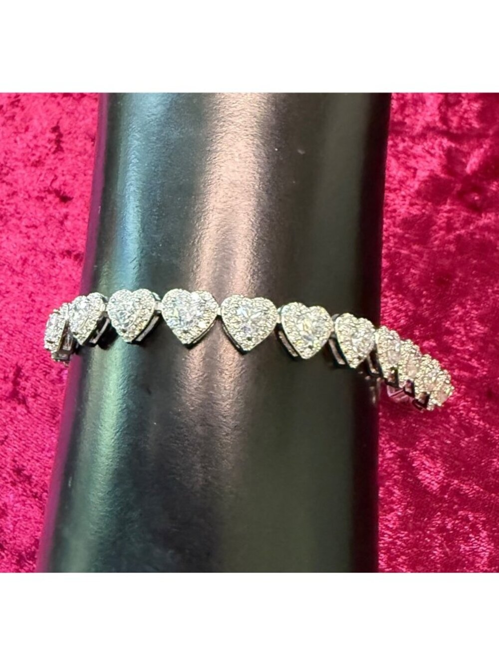 925 Sterling Silver Heart Moissanite Bracelet 7.5 Inch 10.29 CTW VVS D Color